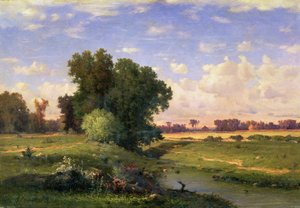 Łąki Hackensack, zachód słońca, 1859 autorstwa George Inness