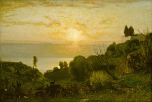 Jezioro Albano, zachód słońca autorstwa George Inness