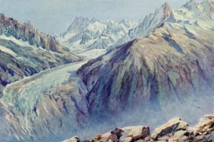Mer De Glace z La Flegere (kolor lito)
