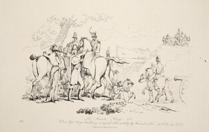 La Sainte Haye: W pobliżu dużego budynku zajmowanego na przemian przez Friend and Foe, pub. J. Booth, 1816 autorstwa George Jones