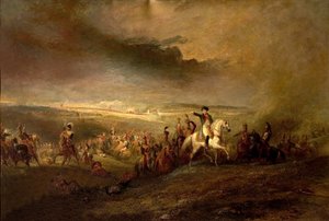 Napoleon opuszczający pole Waterloo 18 czerwca 1815 r., ok. 1816 r. autorstwa George Jones