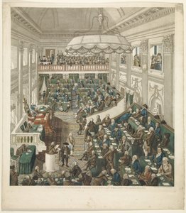 Pierwsze Zgromadzenie Narodowe w Hadze, 1796 Dokładne przedstawienie Zgromadzenia Narodowego w Hadze (tytuł na obiekcie) autorstwa George Kockers