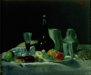 Martwa natura - butelka i owoce