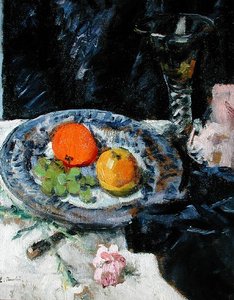 Martwa natura z owocami (olej na płótnie) autorstwa George Leslie Hunter