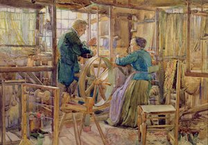 Tkacze, w Coventry, 1895 (wc i gwasz na papierze) autorstwa George Lilly Anderson