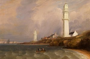 Latarnie morskie - West Lights, Tayport, ok. 1840 (olej na płótnie) autorstwa George McGillivray