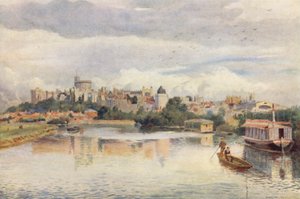 Windsor znad rzeki (kolorowa litografia)