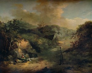 Wzgórze z odpoczywającymi Trampsami, ok. 1793 r. autorstwa George Morland