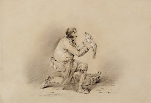 Rybak trzymający rybę autorstwa George Morland