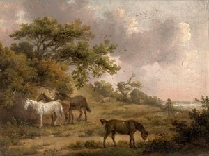 Krajobraz z czterema końmi autorstwa George Morland