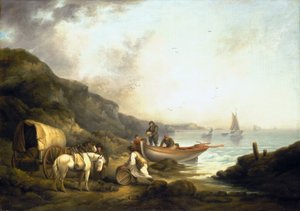 Przemytnicy na wybrzeżu. Olej na płótnie, początek XIX wieku, autor: George Morland (1763-1804). autorstwa George Morland
