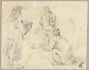 Trzech mężczyzn z psami autorstwa George Morland