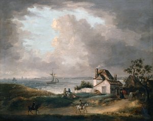 Zatoka Weymouth z odległym widokiem na port i Portland Bill autorstwa George Morland