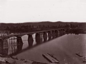Most nad rzeką Tennessee w Chattanooga, ca. 1864. autorstwa George N. Barnard