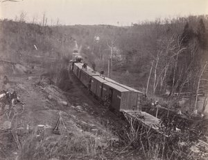 Bieg byka. Orange i Alexandria RR w pobliżu Union Mills, 1861-65. autorstwa George N. Barnard