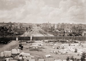 Kolumbia, Karolina Południowa, USA po pożarze w 1865 r. (zdjęcie czarno-białe)
