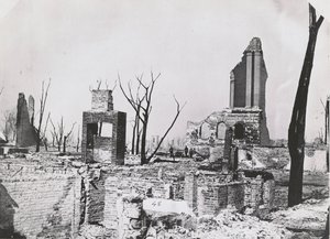 Ruiny budynku Towarzystwa Historycznego Chicago po wielkim pożarze Chicago, 1871 r