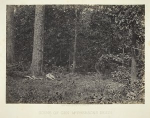 Scena śmierci gen. McPhersonsa, 186466. autorstwa George N. Barnard