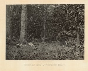 Scena śmierci generała McPhersona, Georgia, z fotograficznych widoków kampanii Shermana autorstwa George N. Barnard