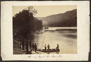 [Parowiec przepływający przez The Suck na rzece Tennessee, sześć mil poniżej Chattanooga] autorstwa George N. Barnard