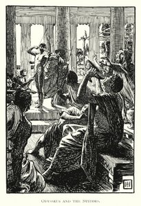 Odyseja: Odyseusz i zalotnicy (grawerowanie) autorstwa George Percy Jacomb Hood