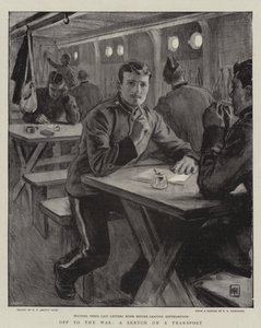Na wojnę, szkic w transporcie autorstwa George Percy Jacomb Hood