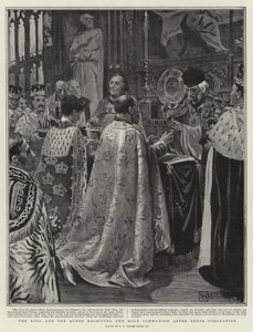Król i Królowa przystępują do Komunii Świętej po Koronacji autorstwa George Percy Jacomb Hood