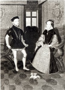 Portret Filipa II z Hiszpanii (1527-98) i królowej Marii I (1516-58) grawerowany przez Josepha Browna, 1812