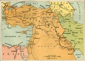 Mapa ilustrująca ekspedycję mezopotamską, 1919.