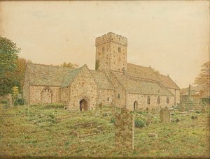 Podwójny kościół św. Illtyda w Llantwit Major, Glamorganshire (akwarela) autorstwa George Price Boyce