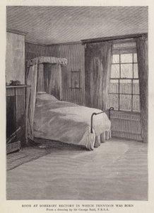 Pokój w Somersby Rectory, Lincolnshire, w którym w 1809 roku urodził się angielski poeta Alfred, Lord Tennyson (lito)