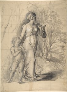 Hagar i Izmael na pustyni (recto); dwa studia portretowe żony artysty oraz studium nogi i torsu (verso) autorstwa George Richmond
