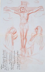 Studium ukrzyżowania, ok. 1857 r. (czerwona i czarna kreda na szaro-niebieskim papierze ze znakiem wodnym) autorstwa George Richmond