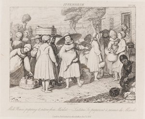 Kobiety mleczne, Ittenheim, ok. 1821 (akwaforta) autorstwa George Robert Lewis