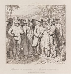 Chłopi rozmawiają, Monachium, ok. 1821 (akwaforta)