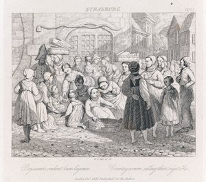 Sprzedaż chłopska, Strasburg, ok. 1821 (akwaforta) autorstwa George Robert Lewis