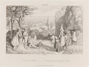 Powrót z pracy, Hawr, ok. 1821 (akwaforta) autorstwa George Robert Lewis