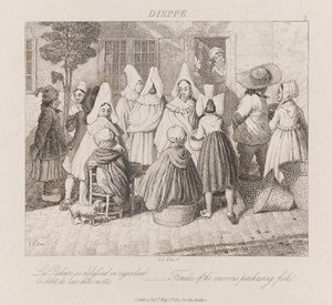 Kobiety kupujące ryby, Dieppe, ok. 1821 (akwaforta)