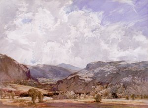Conwy Valley - Midday (kolor ciała na papierze) autorstwa George Robert Rushton