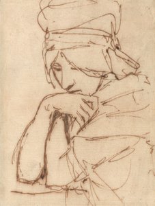 Zamyślona kobieta autorstwa George Romney
