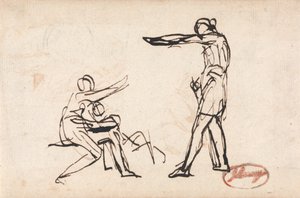 Wojownik żegnający się z rodziną, prawdopodobnie „Odejście Hektora” autorstwa George Romney