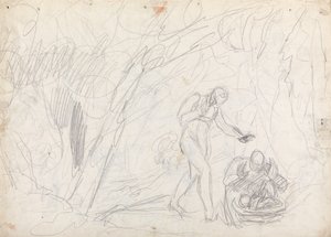 Porzucenie i uratowanie Perdity z "Opowieści zimowej" (przerobione, ale nie sfałszowane) autorstwa George Romney