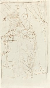 Elegancka dama w klasycznym stroju [recto] autorstwa George Romney