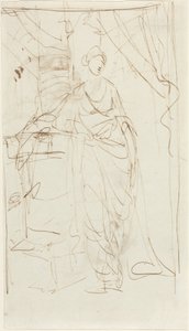 Elegancka dama w klasycznym stroju [recto] autorstwa George Romney