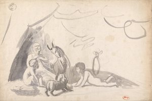 Dzieci z kozą i psem autorstwa George Romney