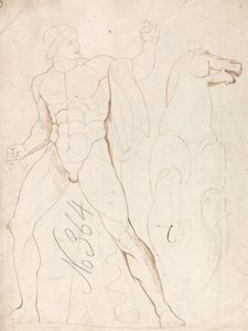 Klasyczny akt męski z rżącym koniem autorstwa George Romney