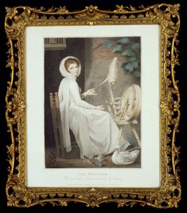 The Spinner (ryc. Thomasa Cheesmana, według G. Romneya, opublikowana przez Johna i Josiaha Boydellów 1789) autorstwa George Romney
