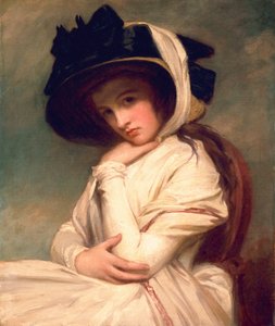 Emma Hart, późniejsza Lady Hamilton, w kapeluszu słomkowym, ok. 1782-94 autorstwa George Romney