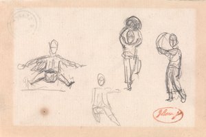 Cztery szkice przedstawiające bawiące się dziecko autorstwa George Romney