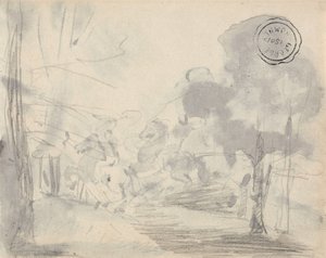 Polana z drzewami autorstwa George Romney